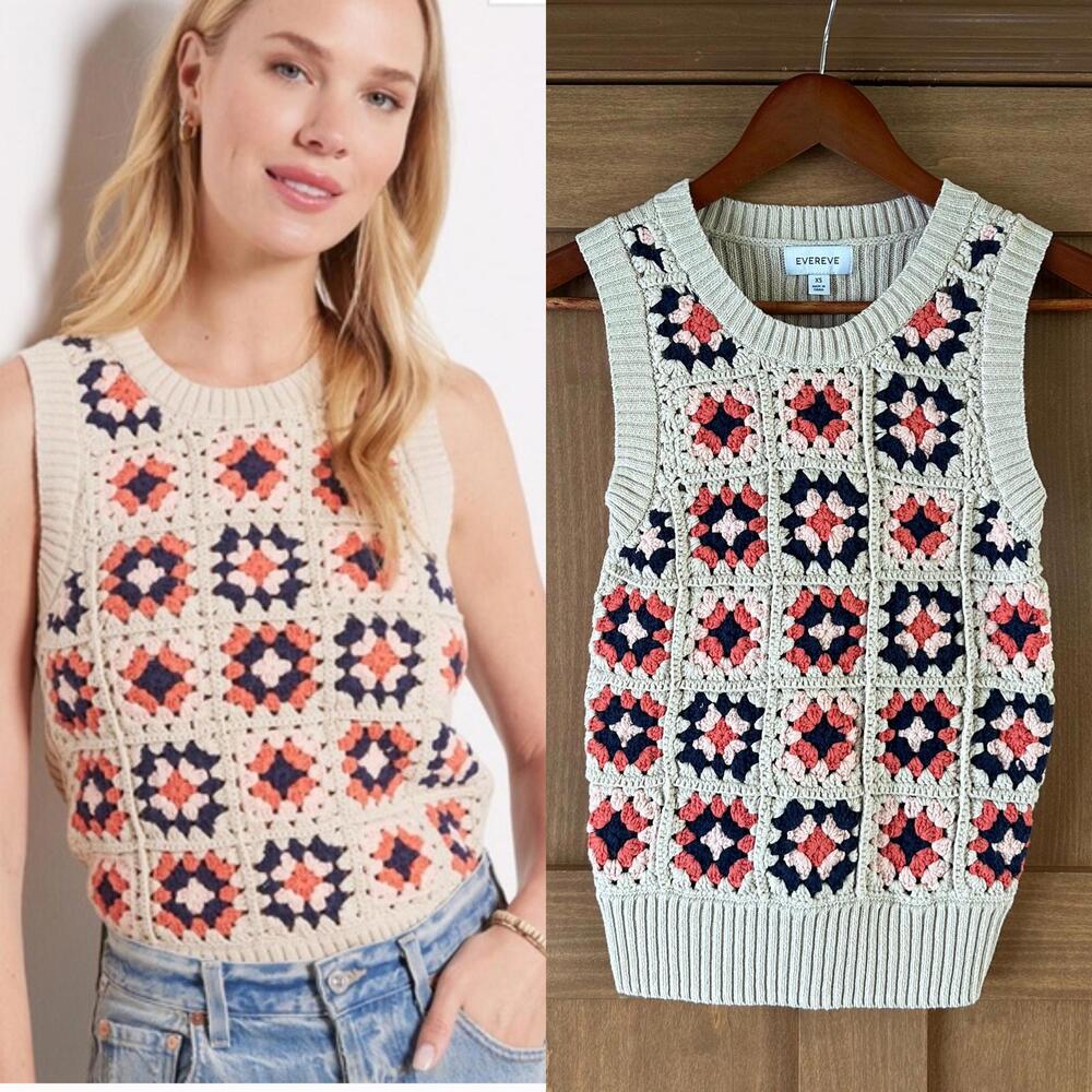 Evereve Multicolor Crochet Sweater Vest
